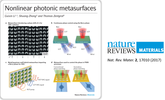 Nonlinear Metasurfaces”published in Nature Reviews Materials